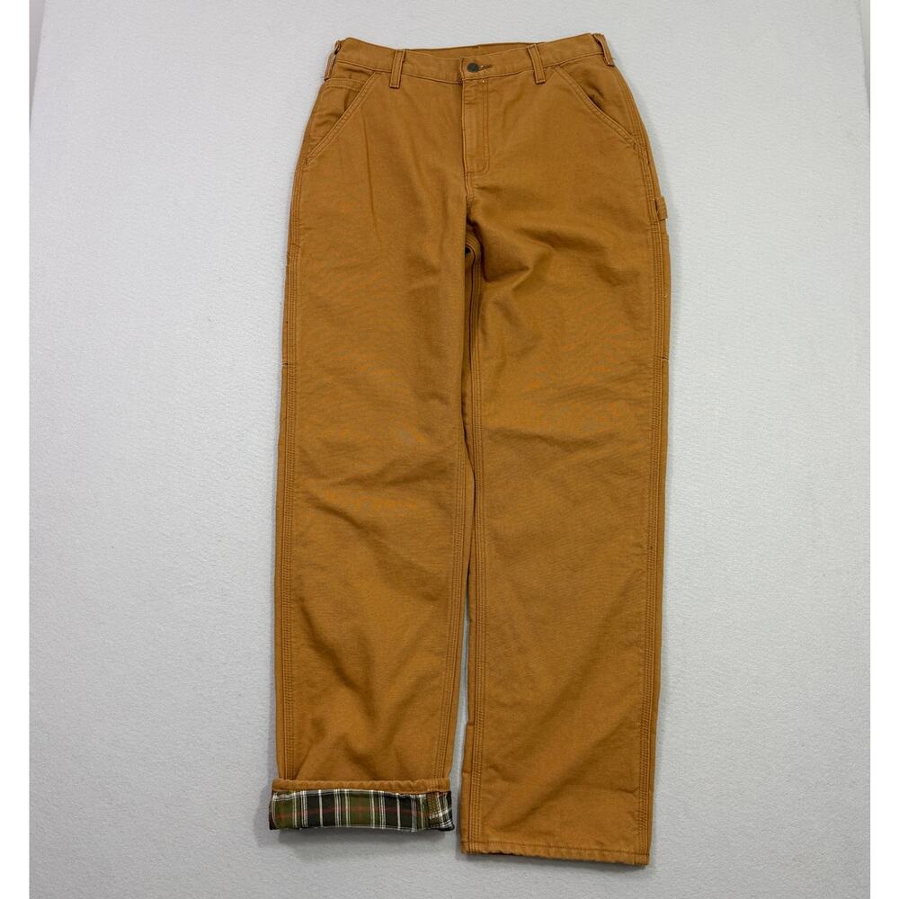 Carhartt Loose Straight Washed Duck Flannel Lined Dungaree Men's 32x34 Tan